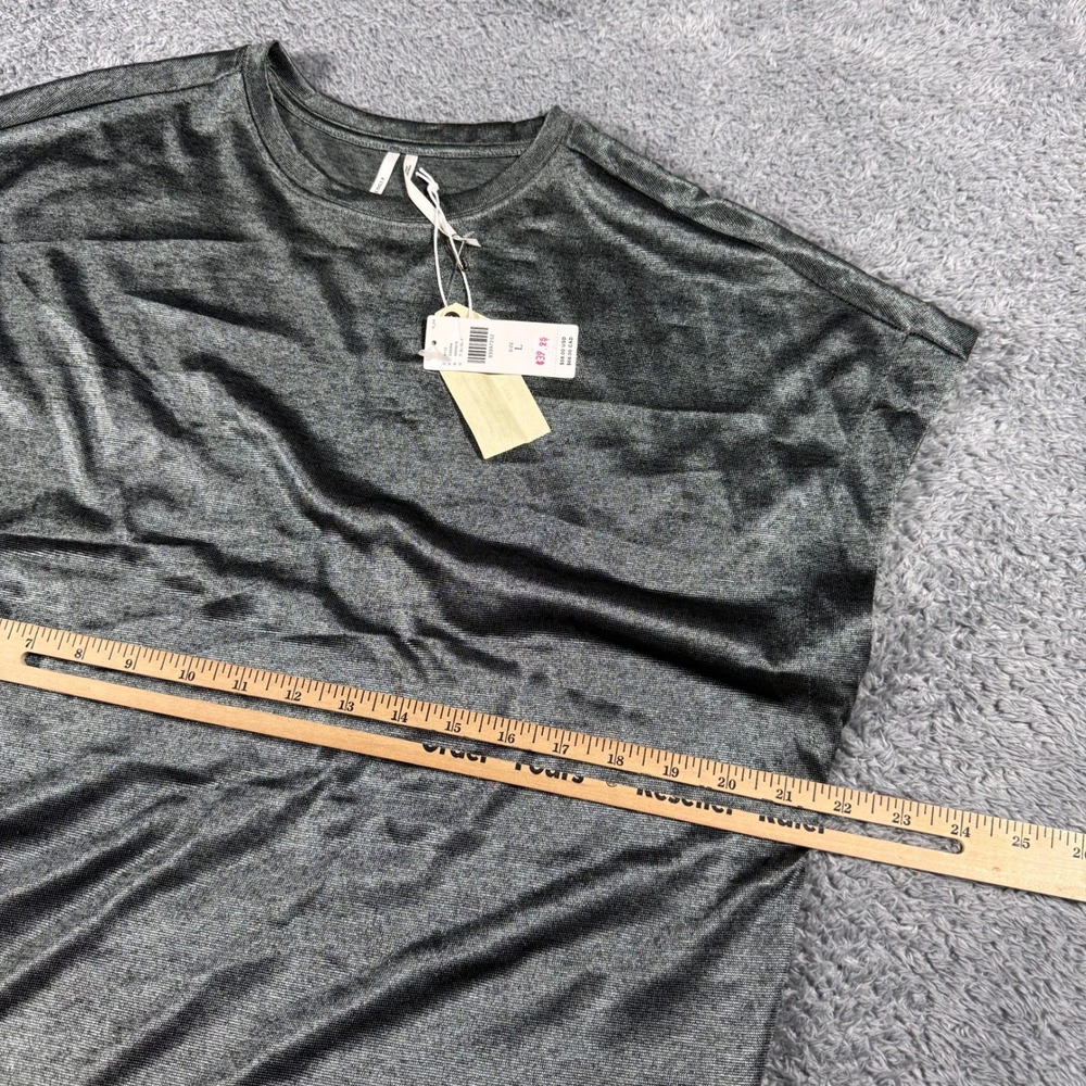 NWT Anthropologie T-Shirt Womens Large  Metallic Knit Crew Neck Cap Sleeve - Picture 8 of 8